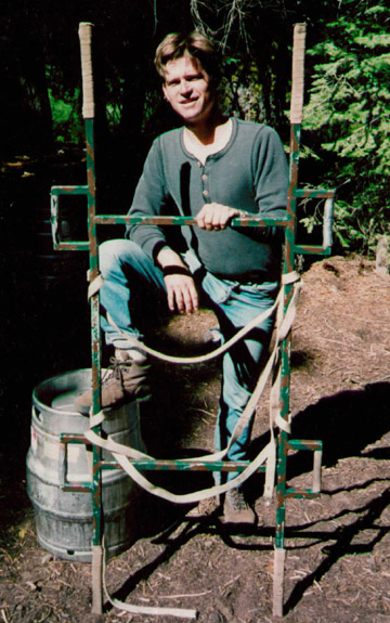 The steel stretcher today — blue painted steel tube construction