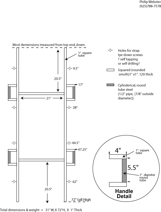 Philip Webster's engineering drawing of the steel keg stretcher