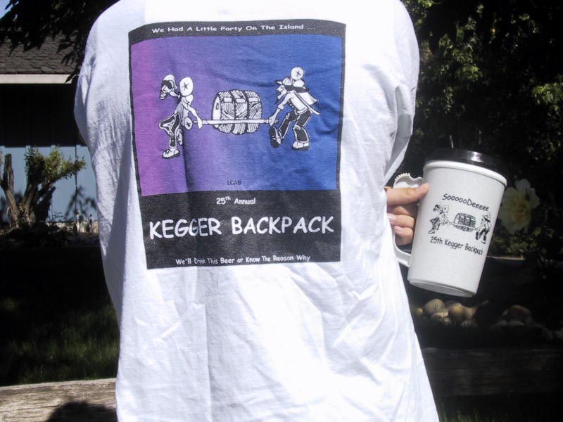 2000 25th Annual Kegger Backpack shirt with mug